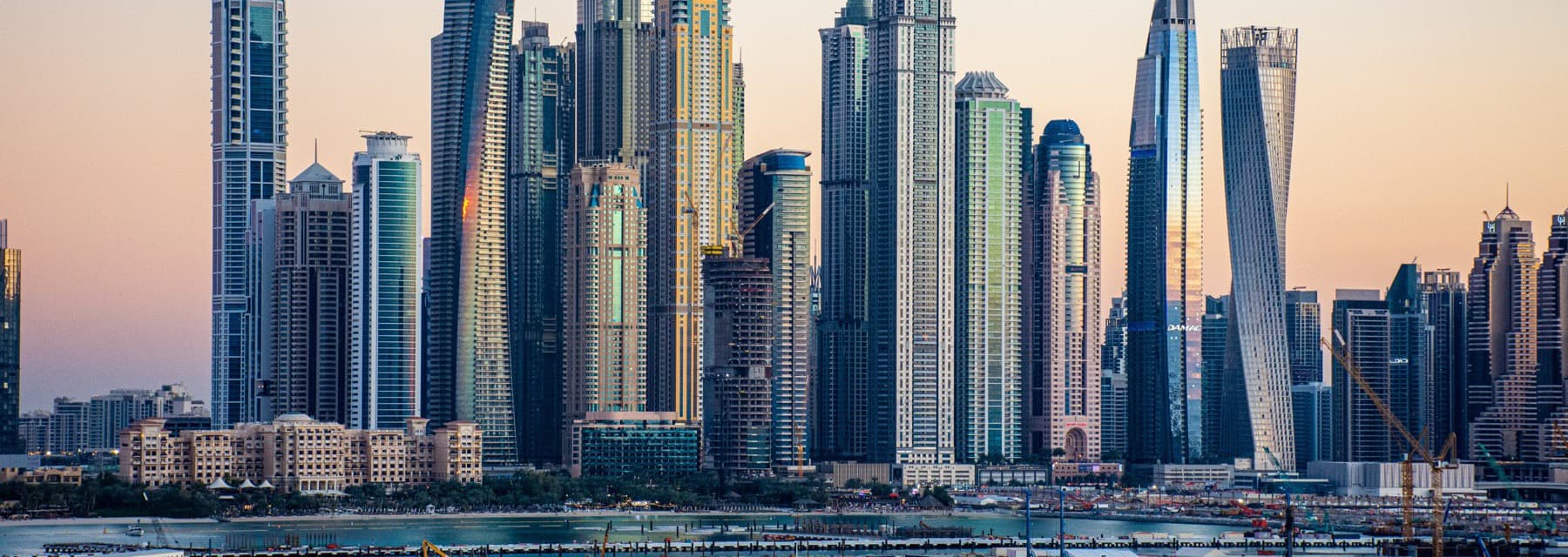 Dubai Marina skyline at dusk